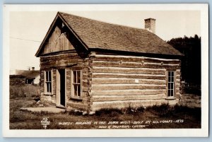 Black Hills SD Postcard RPPC Photo Oldest Building Buck Hills Museum Custer 1929