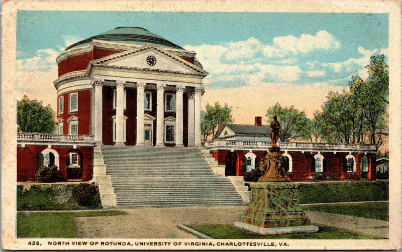 Vtg 1920s University of Virginia Rotunda North View Charlottesville VA Postcard