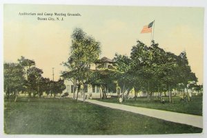 ANTIQUE POSTCARD - AUDITORIUM & CAMP MEETING GROUNDS OCEAN CITY N.J.