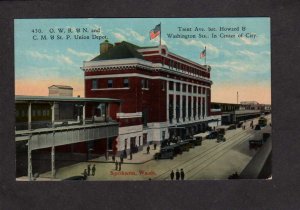WA Union Station Railroad Train Depot Spokane Washington Postcard