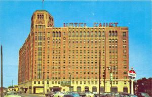 Rockford IL Faust Hotel Standard Gas Station Old Cars Postcard