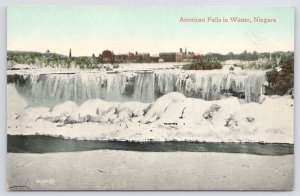 State View~American Falls In Winter Niagara Falls~Vintage Postcard