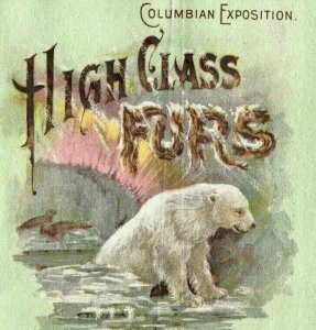 1893 World's Fair Folder Card Shayne's Furs NY Polar Bear Tiger Rug P177