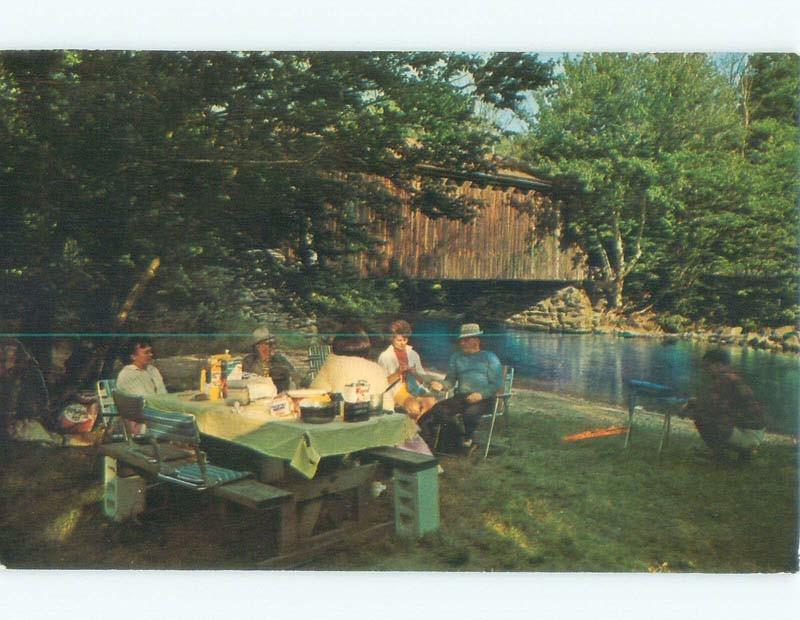 Pre-1980 CAMPING PICNIC TABLE AT HIDDEN VALLEY LAKE CAMPGROUND Kingston NY d4510