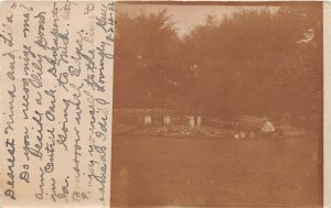 H96/ Davenport Iowa RPPC Postcard c1910 Lilly Pond Central Park  108