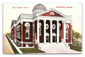 Postcard First Christian Church Hutchinson Kansas c1909 Postmark