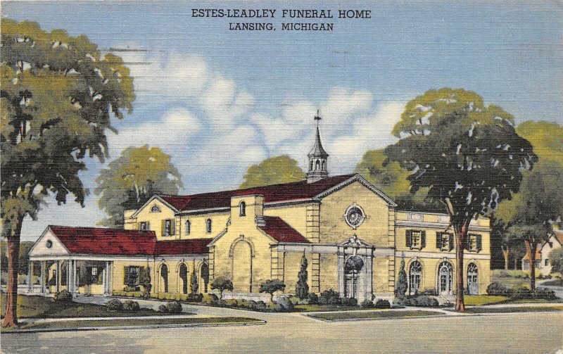 G56/ Funeral Home Postcard Lansing Michigan Estes Leadley Funeral