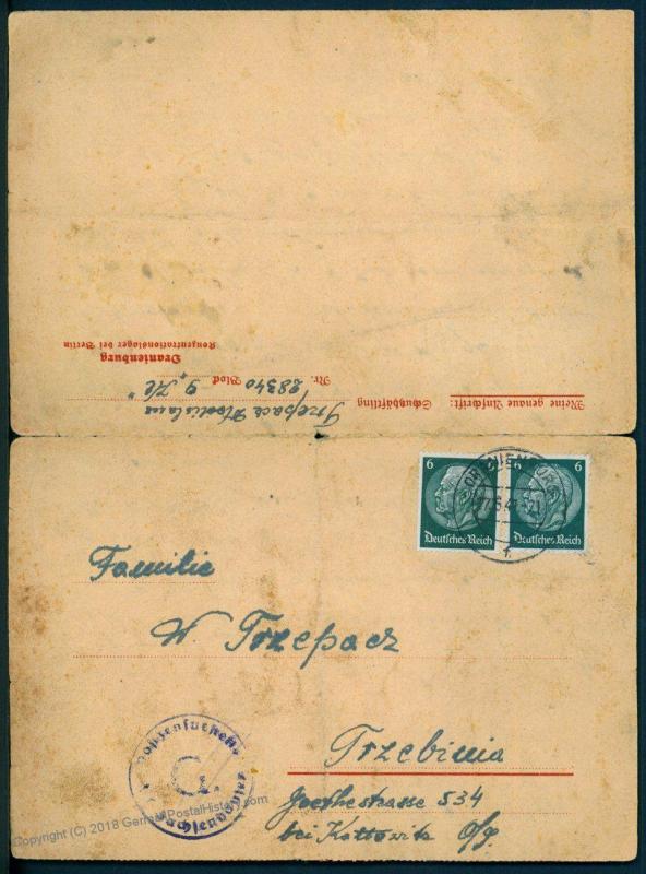 3rd Reich Germany Concentration Camp Sachsenhausen Letter Postal Money Ord 86065