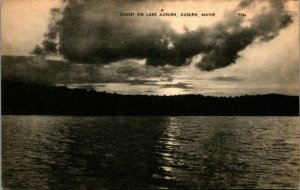 Sunset on Lake Auburn Auburn Maine UNP  American Art Postcard C3