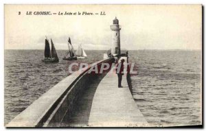 Old Postcard Lighthouse Croisic The pier and lighthouse Ships