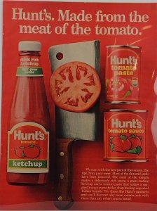 1972 Hunt's Tomato Ketchup Sauce Paste Vintage Print Advertisement Kitchen Art