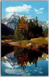 Vtg British Columbia Canada Mount Robson Fraser River Reflection View Postcard