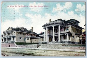 Butte Montana MT Postcard A View In The Residence Section Exterior 1912 Antique