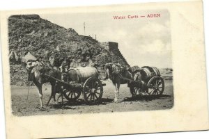 PC YEMEN, ADEN, WATER CARTS, Vintage Postcard (b30286)