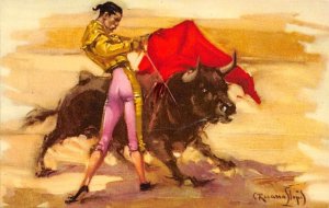 Forzado De Pecho Tarjeta Postal Bullfighting Unused 