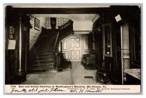 Postcard VA Hall And Grand Stairway Washington's Mansion Mount Vernon Virginia