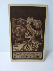 Halloween Postcard Ullman Fantasy Skeleton Lady Dressing Mirror 1909 Series 2547