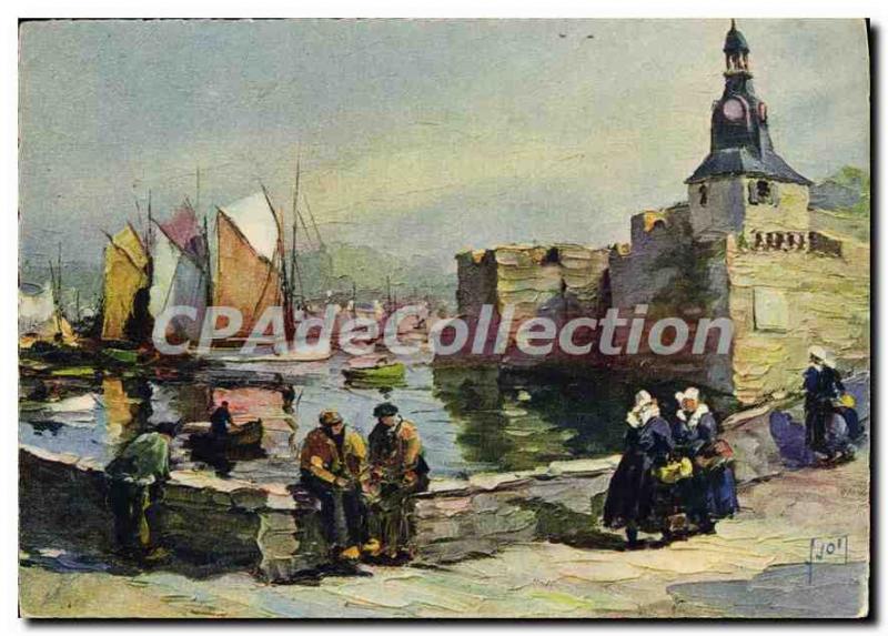 Postcard Modern Concarneau The Closed City and Port watercolor painting