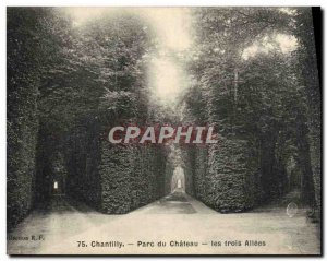 Old Postcard Chantilly Chateau Park The three aisles