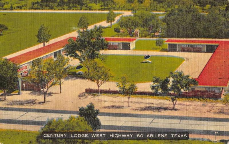 Abilene Texas Century Lodge Birdseye View Linen Antique Postcard K22015