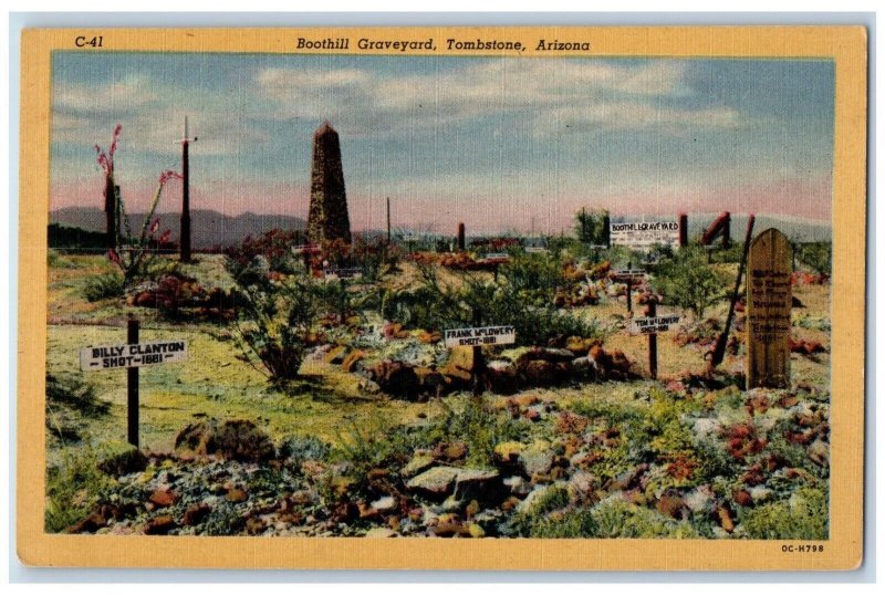 c1940's Boothill Graveyard Tombstone Arizona AZ Unposted Vintage Postcard