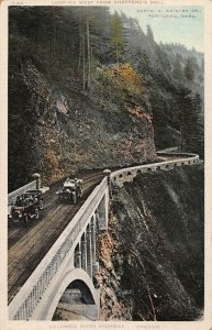 COLUMBIA RIVER HIGHWAY~WEST FROM SHEPPERD'S DELL-AUTOMOBILES-1920s POSTCARD