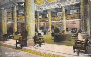 Hotel Utah Lobby Interior Salt Lake City UT 1912 postcard