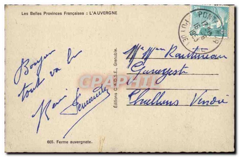 Auvergne Postcard Old Farm Auvergne