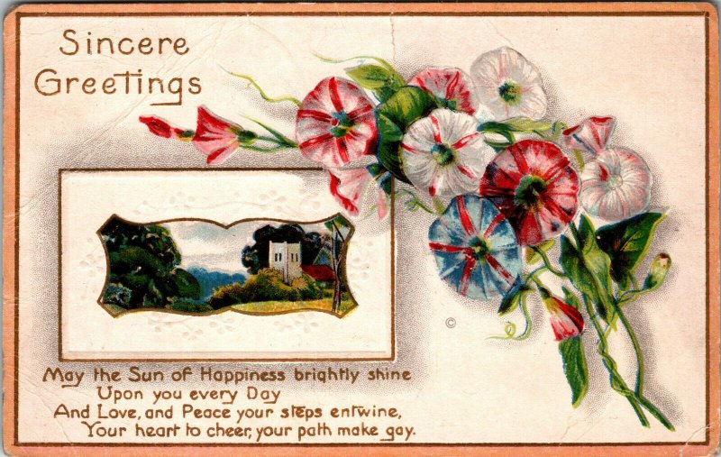 Greetings With Sincere Fond Wishes Postcard Old Vintage Card View Standard Post