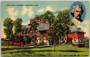 Mark Twain Memorial Hartford Connecticut CT Huge Grounds & Trees Postcard