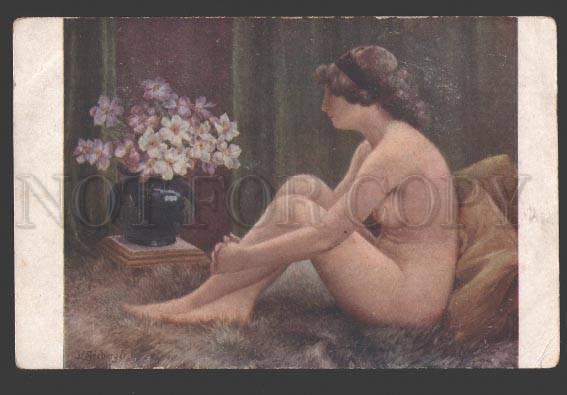 3107539 Belle NUDE Girl w/ Narcissus by SEEBERGER vintage SALON
