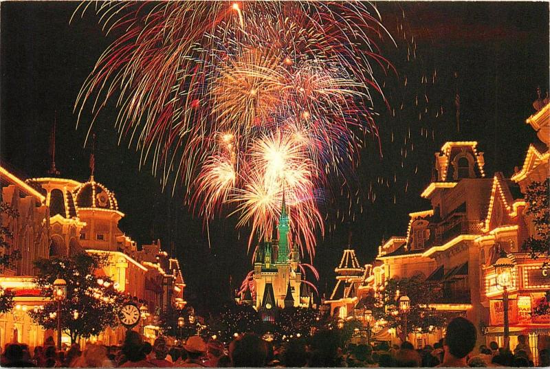 Cinderella Castle Main Street St Fireworks Disney World Orlando Florida Postcard