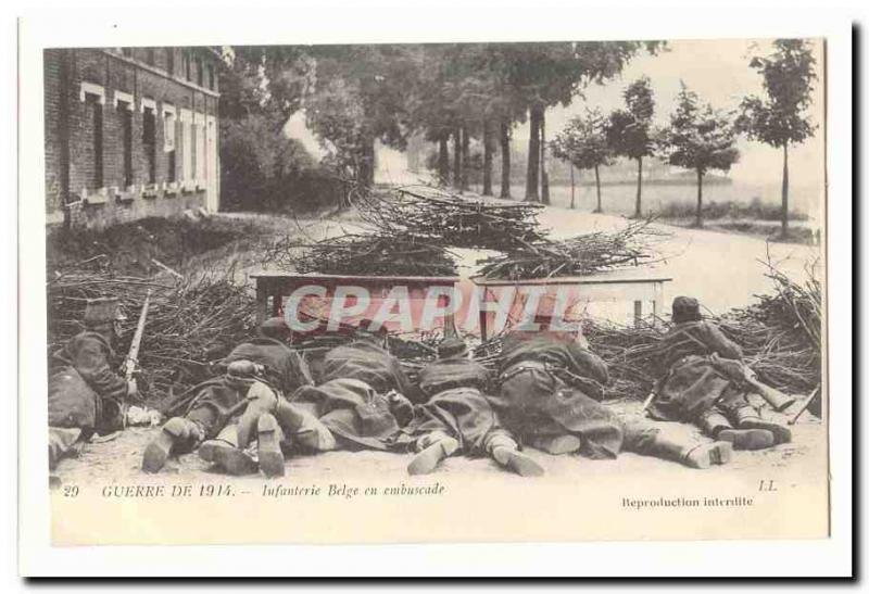 The Great War 1914 Old Postcard Belgian infantry in ambush