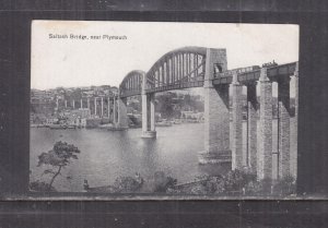 GREAT BRITAIN, SALTASH BRIDGE near PLYMOUTH, TRAIN, c1920 ppc., unused.