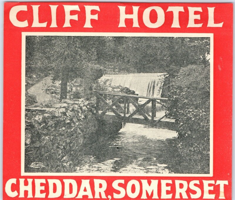 c1930s Cheddar, Somerset, England Luggage Label Cliff Hotel Picture Decal 2C