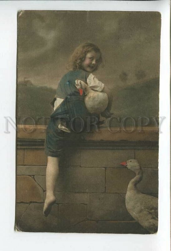 3177336 RURAL Pilferer Girl & Goose Vintage PC
