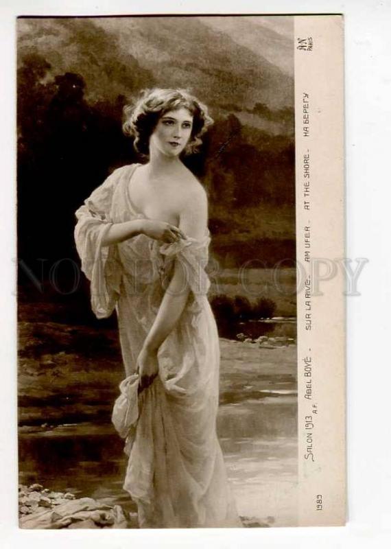 264390 Nude NYMPH Mermaid by Abel BOYE Vintage SALON 1913 PC