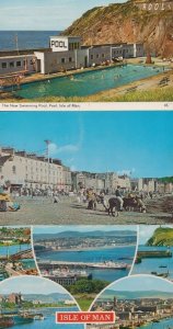 The Isle Of Man NEW Swimming Pool Just Modernized 1970s + Beach 3x Postcard