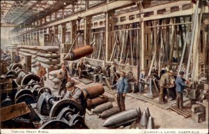Sheffield England Cammell Laird Wartime Munitions Heavy Shell Vintage Postcard