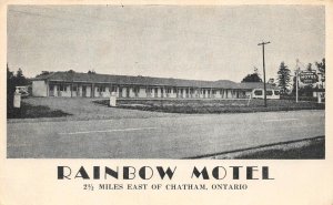 RAINBOW MOTEL Chatham, Ontario Canada Roadside Vintage Postcard ca 1940s