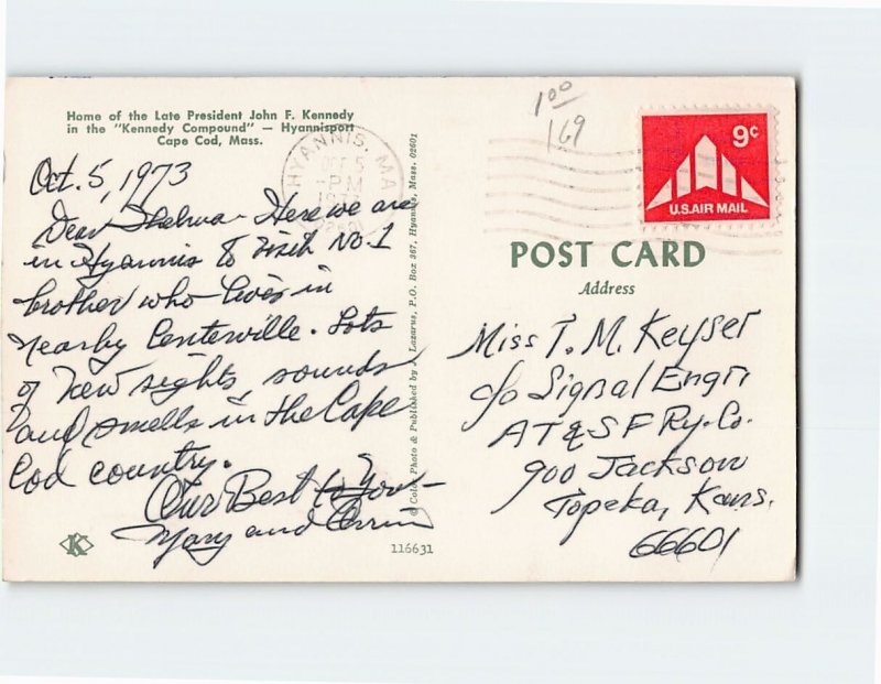 Postcard Home of the Late President John F. Kennedy Cape Cod Massachusetts USA