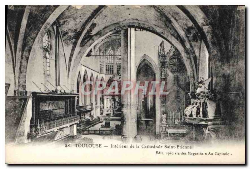 Postcard Old Toulouse Interior of Cathedrale Saint Etienne