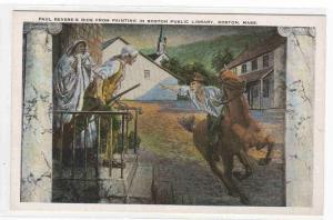Paul Revere's Ride Art Massachusetts 1920c postcard