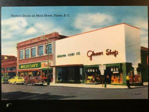 Vintage Postcard 1930-1945 Graham Cash Store Main Street Glamor Shop Union SC