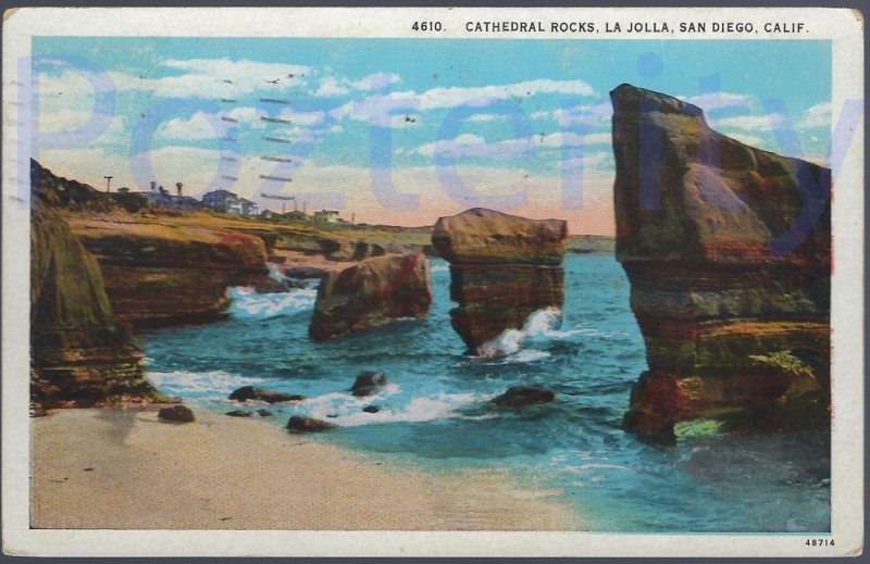 CATHEDRAL ROCKS, LA JOLLA 1937 (4610) SAN DIEGO CALIFORNIA