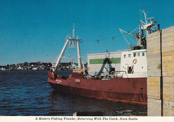 Canada Modern Fishing Trawler Returning With Catch Lunenberg Nova Scotia