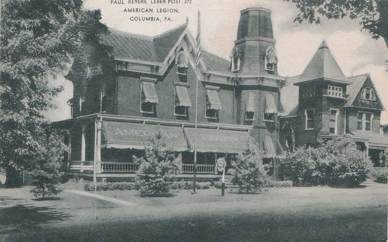 Postcard Paul Revere Leber Post 372 American Legion Columbia PA