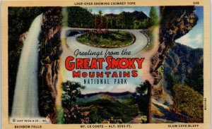 1940 Greetings from Great Smoky Mountains National Park Gatlinburg TN Postcard