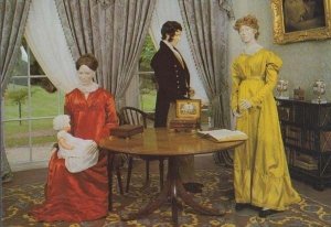 1810 Drawing Room Red Victorian Evening Dress Exeter Waxwork Fashion Postcard