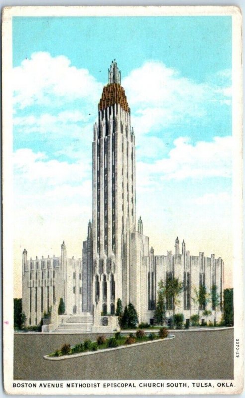 Postcard - Boston Avenue Methodist Episcopal Church South - Tulsa, Oklahoma 